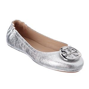 Tory Burch Minnie Travel Ballet Flat Silver